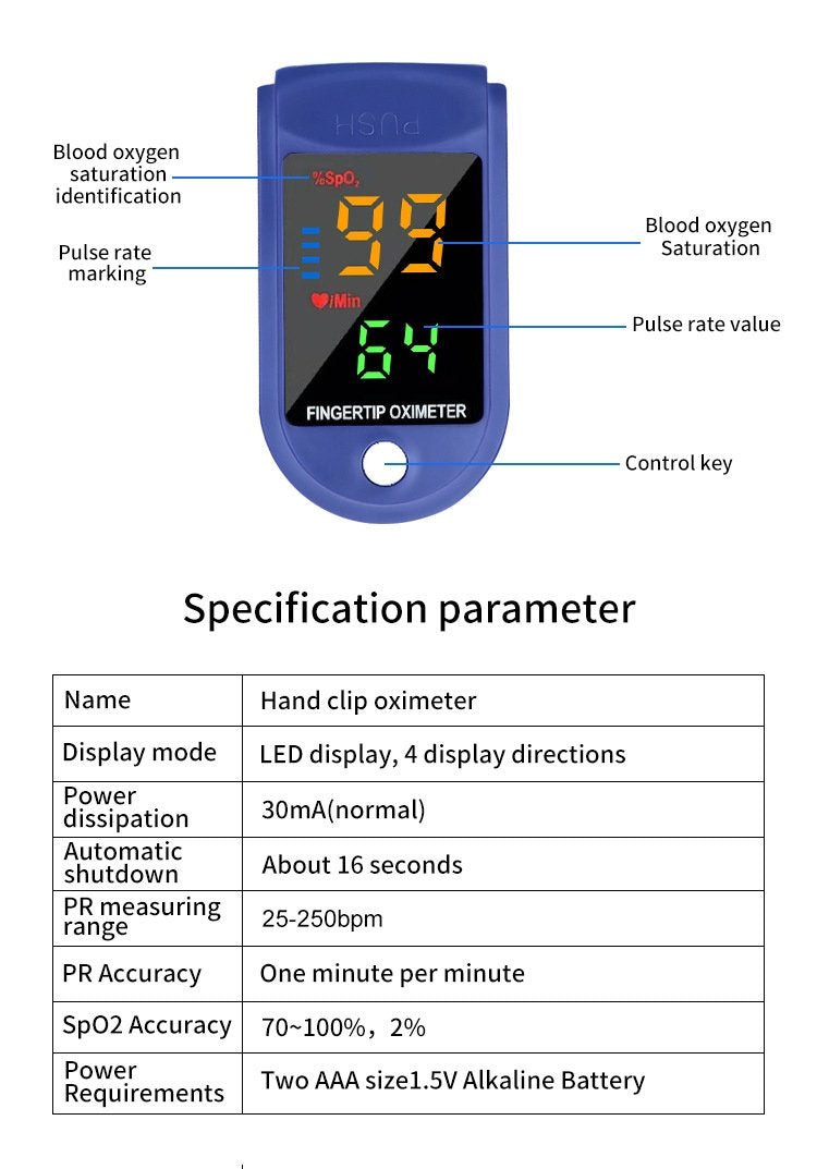 Fingertoppspulsoximeter - Bärbar och Precisionsmätare för SpO2 och Puls